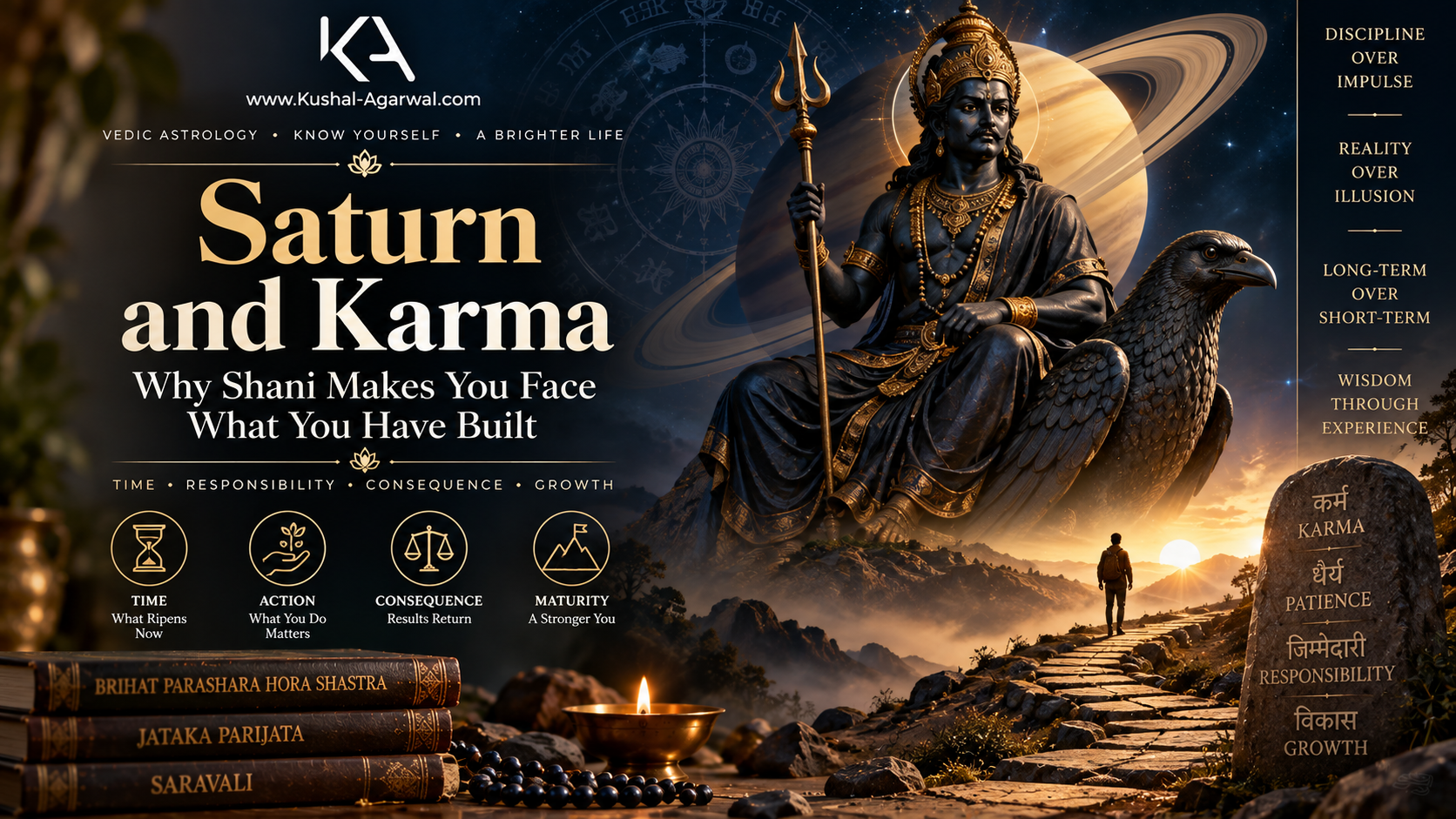 Shani Saturn representing karma time discipline responsibility and the consequences of actions in Vedic astrology
